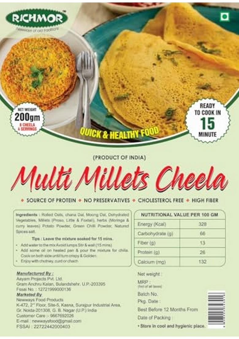 Richmor Pack Of 2 Protein Oats Vegetable And Multi Millet Chilla Mix | Nutritious | High Fiber | No Trans-Fat | Ready To Cook | Quick And Healthy Food | High Protein Premix