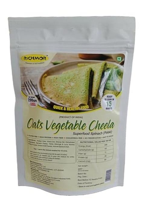 Richmor Pack Of 2 Protein Oats Vegetable And Multi Millet Chilla Mix | Nutritious | High Fiber | No Trans-Fat | Ready To Cook | Quick And Healthy Food | High Protein Premix