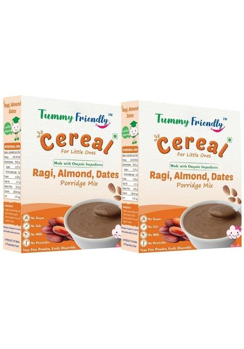 Tummy Friendly Foods Organic Sprouted Ragi Almond Dates Porridge Mix | No Hidden Sugar | Made Of Sprouted Ragi Powder For Baby | Sprouted Ragi For Calcium, Iron | Real Food No Chemicals | Available In Trial Baby Packs Too | 200G, 2 Packs