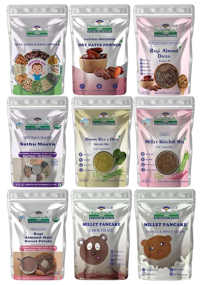 Tummy Friendly Trial Packs For Baby Kids Toddlers, 1 Year, 2 Year. Available In Baby Trial Packs. Real Food, No Harmful Ingredients. Shelf Life 6 Months - Indya