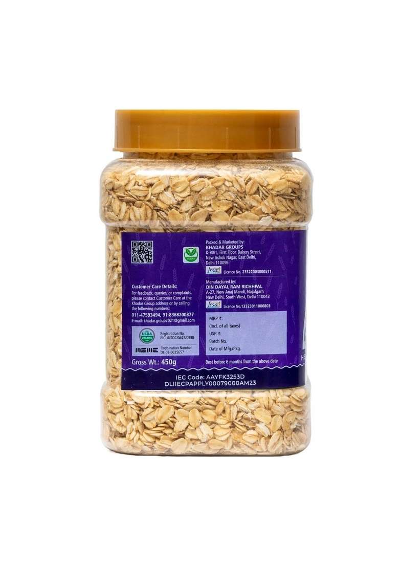 Siridhanyalu Natural Rolled Oats | High Fibre, Gluten Free, No Preservatives, Vegan (Net Quantity:- 900Gm, Gwt.1Kg) - Indya