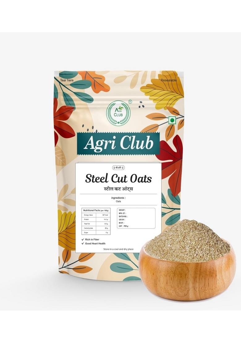 Steel Cut Oats 1Kg | Gluten Free Oats | Breakfast | Diet Food For Weight Loss | 100% Wholegrain Cereal | Agri Club