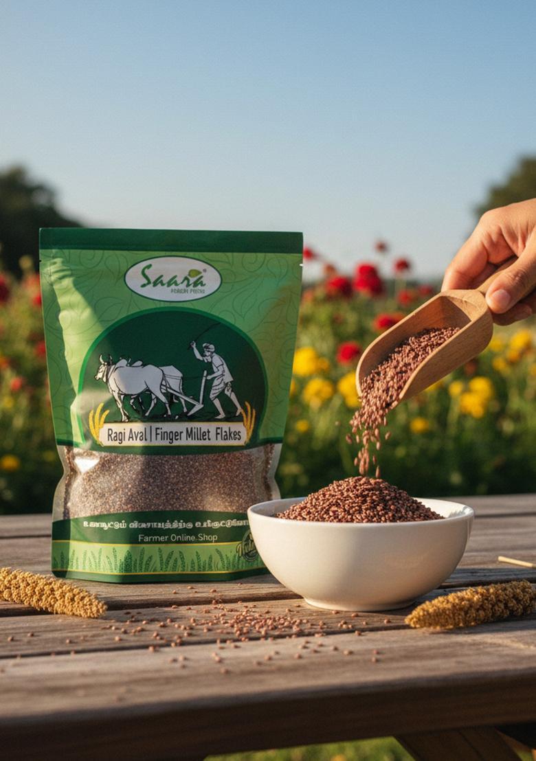 Vs Products Ragi Flakes Organic 500G | Kezhvaragu Aval | Finger Millet Flakes | Ragi Poha