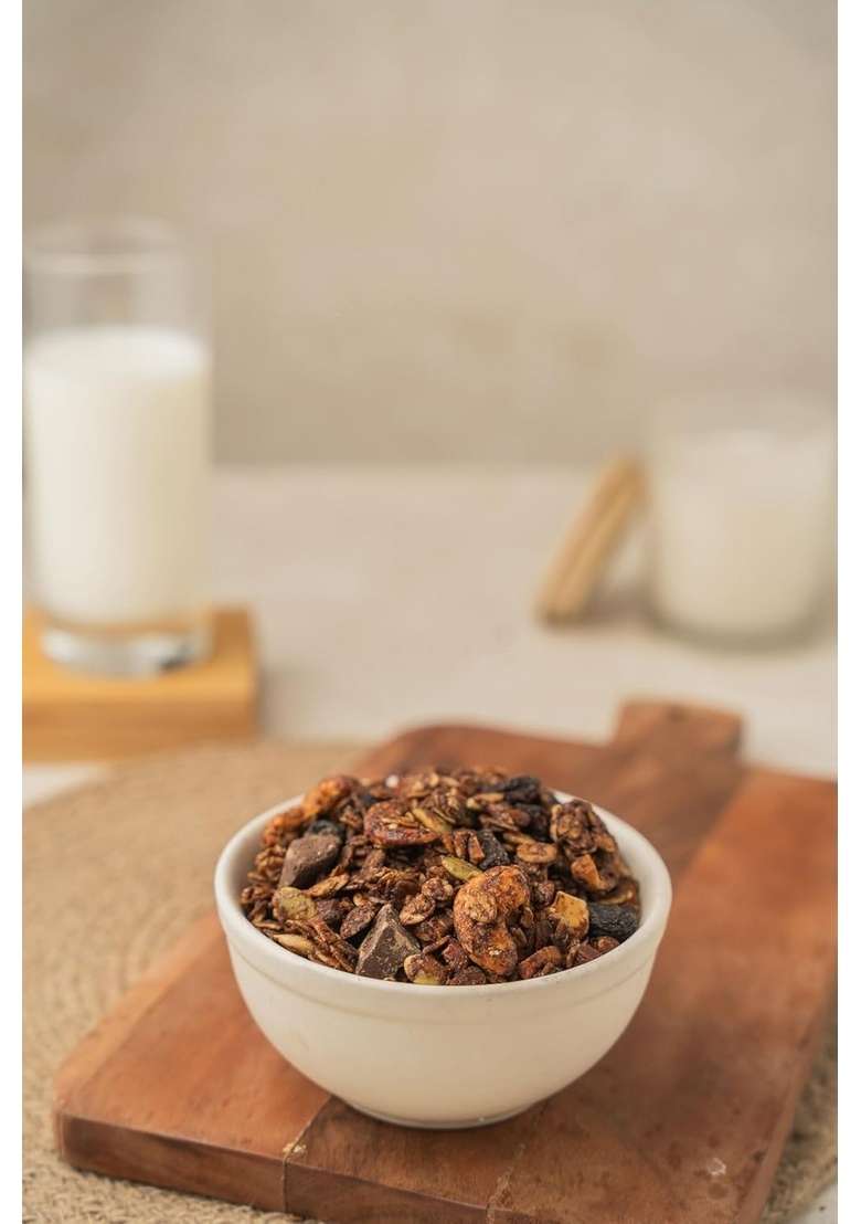 Soul Bakes Chocolate Granola With Nuts | No Maida, No Refined Sugar, No Palm Oil | Crunchy & Nutritious Breakfast | 250G - Indya