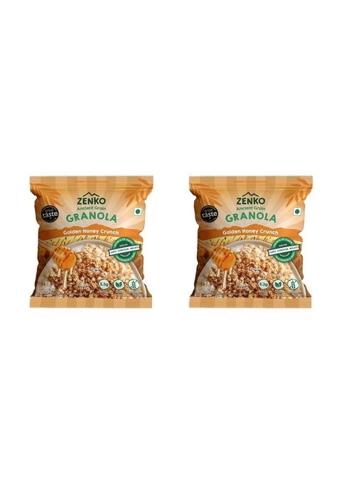 Zenko Ancient Grain Granola | Golden Honey Crunch | With Kashmiri Honey, Almonds, Gluten Free, Plant Based | 50G | Pack Of 2 (50G, Golden Honey Crunch)