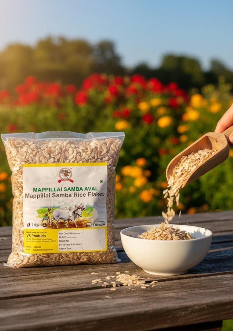 Vs Products Mappillai Samba Rice Flakes 100G, Mappillai Samba Aval (Poha) Rice Flakes For Breakfast | Cereal Flakes, 100G