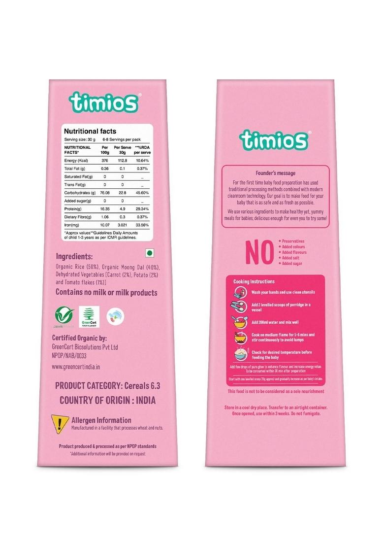 Timios Organic Porridge Rice Khichdi 100% Natural Health Mix Healthy Wholesome Food Rich In Protein