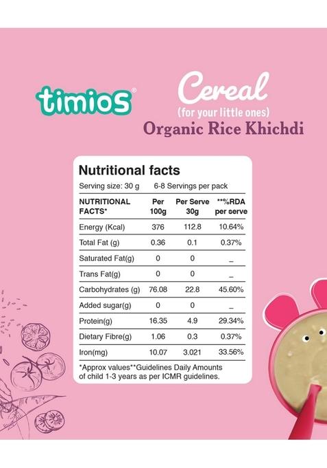 Timios Organic Porridge Rice Khichdi 100% Natural Health Mix Healthy Wholesome Food Rich In Protein