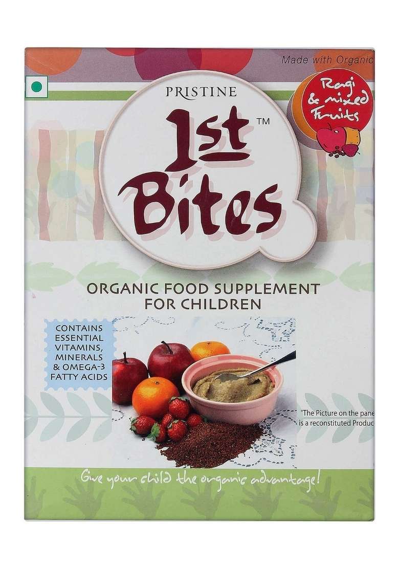 Pristine 1St Bites Baby Cereal 300G | Baby Food (10-24 Months) Stage-3, Strawberry & Apple Powder | Infant Food & 1St Bites Stage 1 Organic Baby Cereal With Milk, Wheat, 6 Months To 24 Months, 300G - Indya