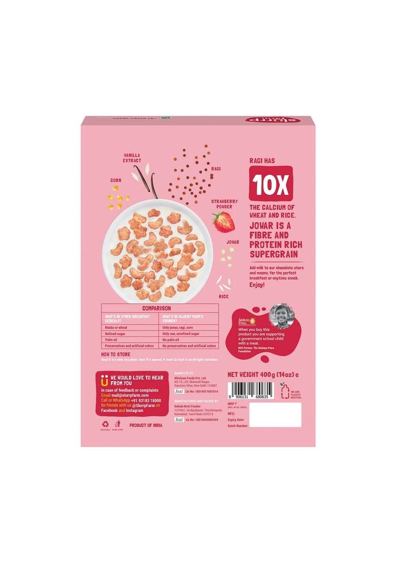 Slurrp Farm Berry Crunch Strawberry Cereal| 400 G Millet Dosa Instant Mix 150G Pack Of 2 - Indya