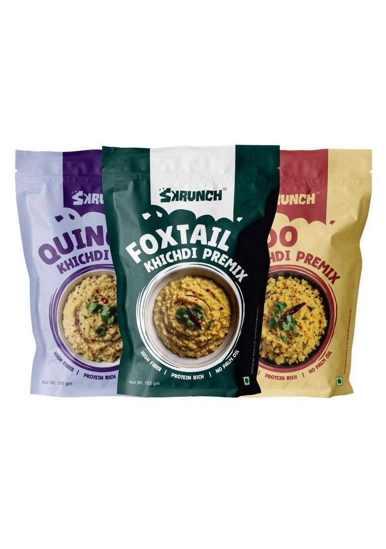 Skrunch Khichdi Premixes (Pack Of 3) | High Fiber | Protein Rich | No Palm Oil | Diabetic Friendly |150 Gm X 3 - Indya