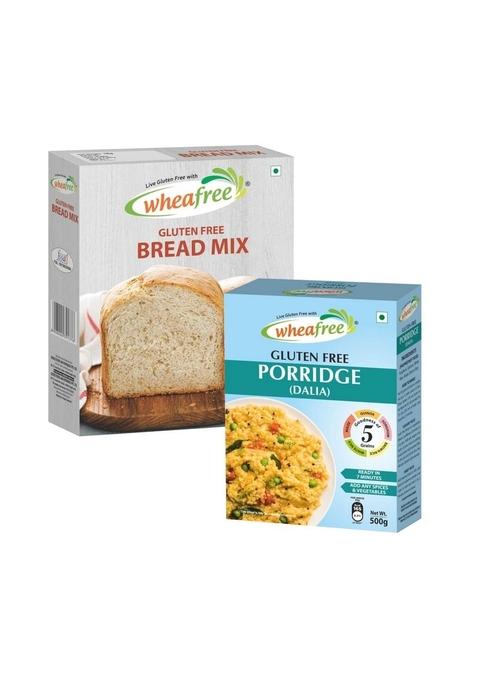 Wheafree Gluten Free Combo Pack - Bread Mix (1Kg), Porridge/Dalia (500G) | Quick And Easy To Make | 100% Natural Veg Ingredients