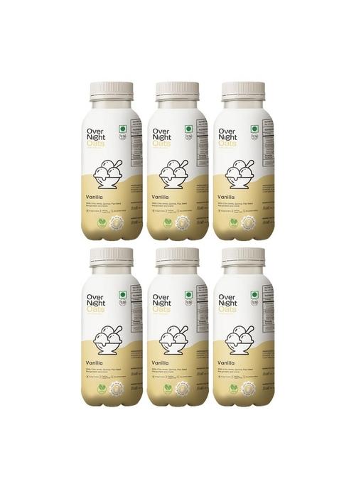 Overnight Oats With Vegan Protein | High Protein Oats Breakfast With Dietary Fibre | Just Add Milk | Ready In Minutes | No Preservatives | Vanilla (Pack Of 6, 50G Each)