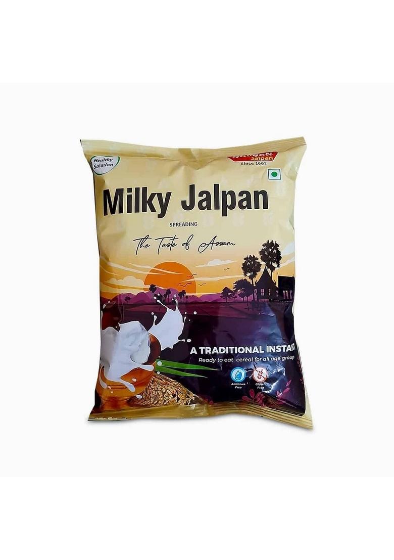 Bhogali Jalpan Milky Jalpan | Traditional Instant Assamese Cereal | Ready-To-Eat Healthy Breakfast | Gluten-Free, No Preservatives | 500G