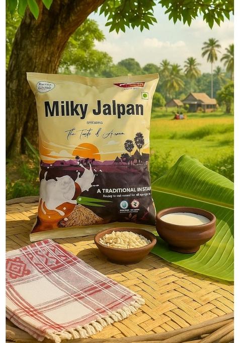 Bhogali Jalpan Milky Jalpan | Traditional Instant Assamese Cereal | Ready-To-Eat Healthy Breakfast | Gluten-Free, No Preservatives | 500G