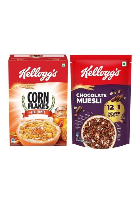 Kellogg'S Cornflakes With Real Honey 300G And Kellogg'S Chocolate Muesli 450G