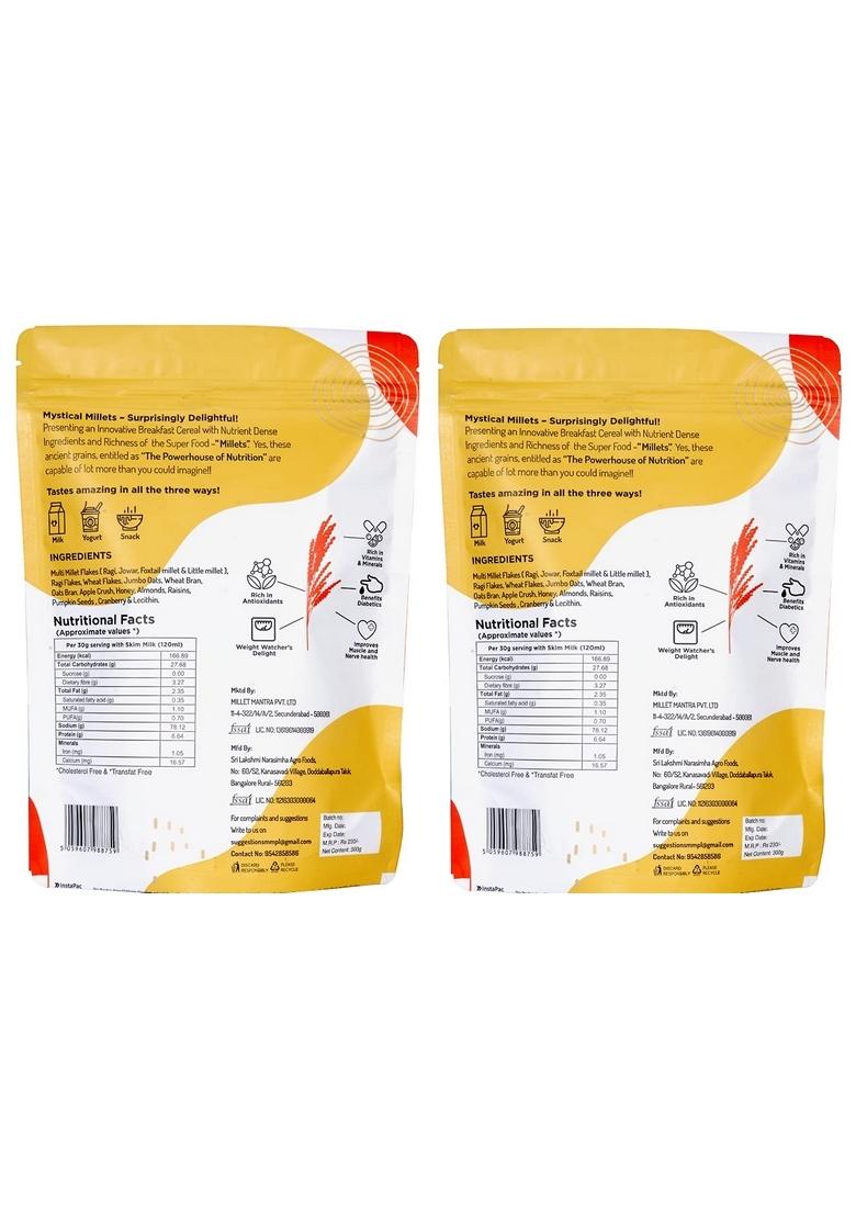 Millet Mantra Apple Crush & Honey High Protein Muesli (Pack Of 2) | Sugar Free Muesli With Almonds, Pumpkin Seeds, Black Raisins & Cranberry | Rich Breakfast Cereals