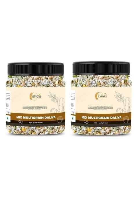 Organic Nature Natural Pure Combo Pack Of Mix Multigrain Dalia 250 Gm Each Total 500 Gm | Healthy Grains Daliya | Fiber Rich | Mix Grain Dalia | Pure Mix Multigrain Daliya | Gluten Free| Jar Pack