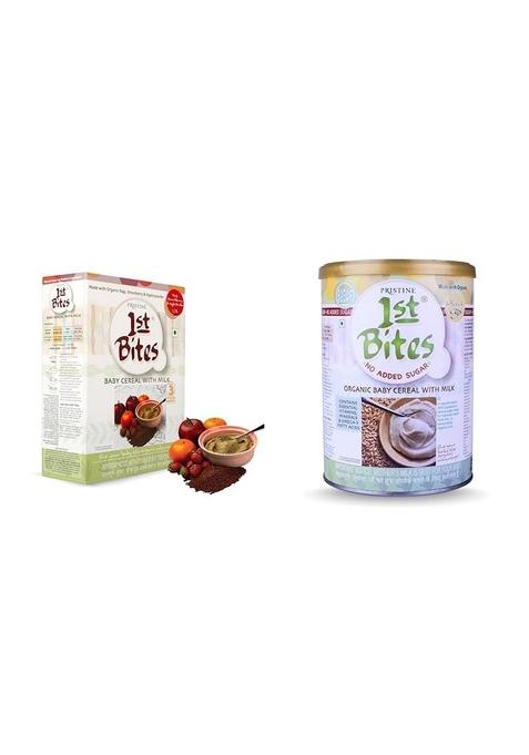 Pristine 1St Bites Baby Cereal 300G | Baby Food (10-24 Months) Stage-3, 100% Organic Ragi, Strawberry & Apple Powder | Infant Food & 1St Bites - Wheat - No Added Sugar (6 Months - 24 Months), 400G