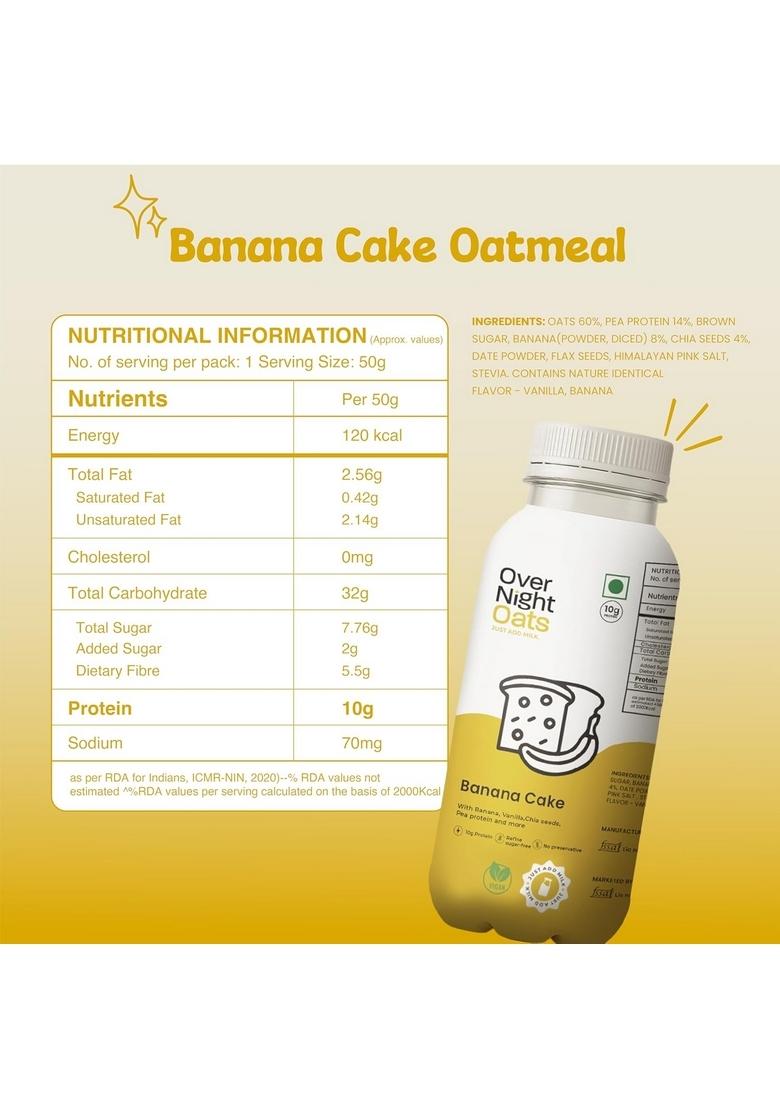 Overnight Oats With Vegan Protein | High Protein Oats Breakfast With Dietary Fibre | No Preservatives | 2 Banana Cake + 2 Chocolate Chips + 2 Mixed Berries + 2 Mocha + 1 Vanilla (Pack Of 9, 50G Each)
