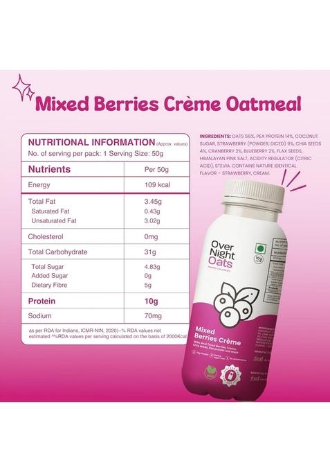 Overnight Oats With Vegan Protein | High Protein Oats Breakfast With Dietary Fibre | No Preservatives | 2 Banana Cake + 2 Chocolate Chips + 2 Mixed Berries + 2 Mocha + 1 Vanilla (Pack Of 9, 50G Each)