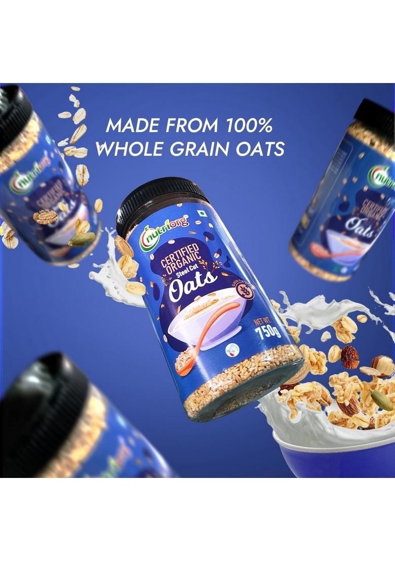 Nutriorg Organic Quinoa & Steel Cuts Oats (Combo Of 2) | Protein Rich Super Food | 100% Whole Grain | Weight Management