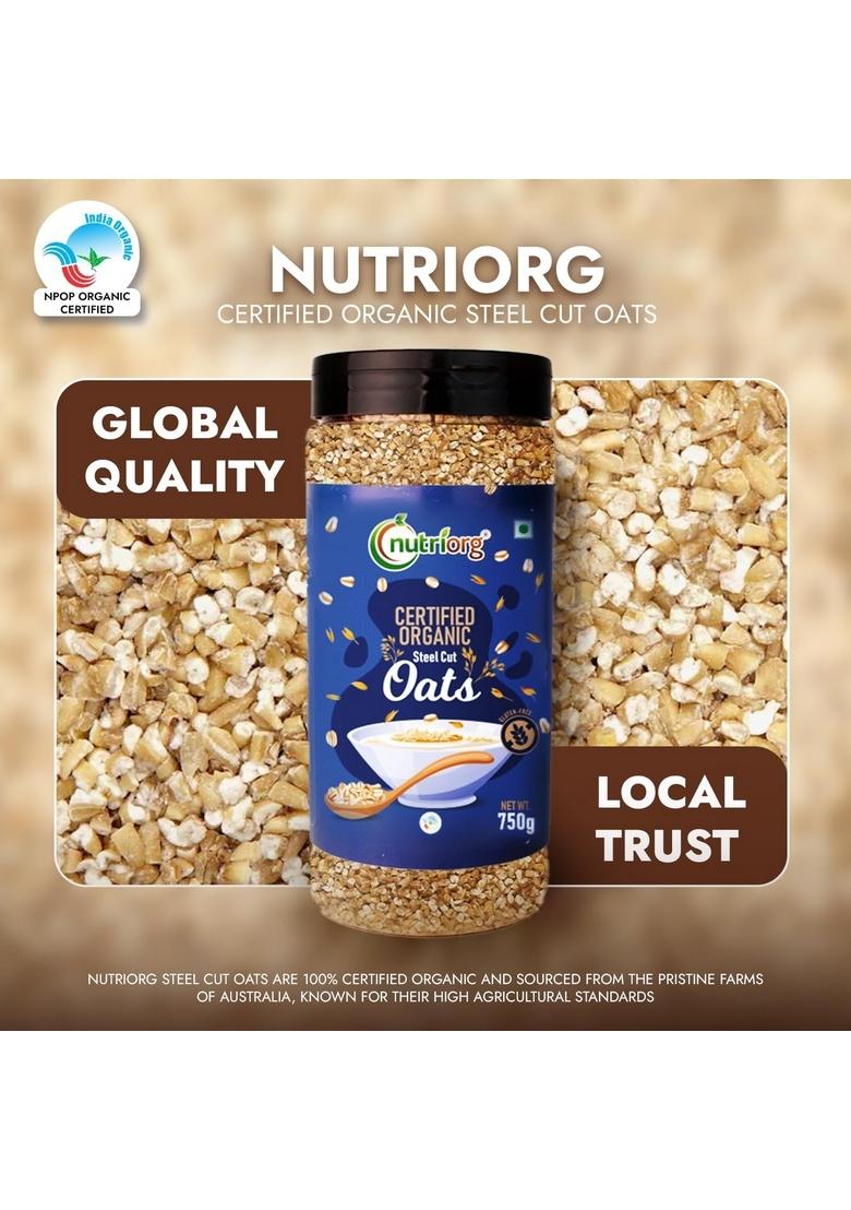 Nutriorg Organic Quinoa & Steel Cuts Oats (Combo Of 2) | Protein Rich Super Food | 100% Whole Grain | Weight Management