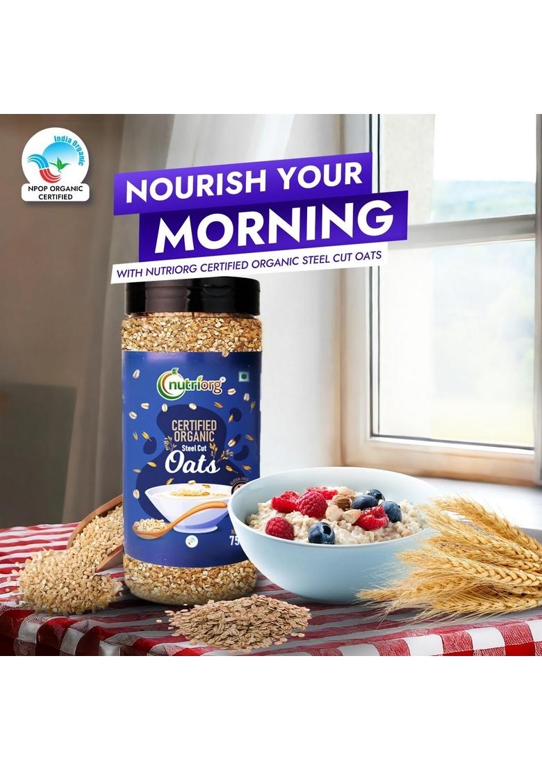 Nutriorg Organic Quinoa & Steel Cuts Oats (Combo Of 2) | Protein Rich Super Food | 100% Whole Grain | Weight Management