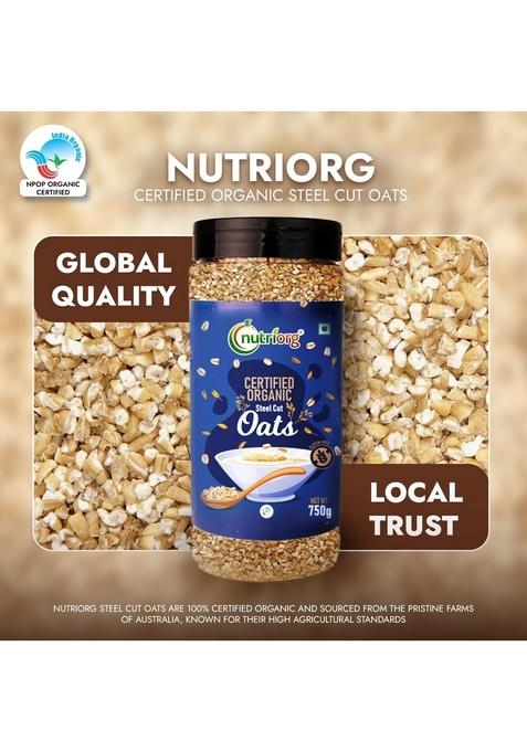 Nutriorg Organic Quinoa & Steel Cuts Oats (Combo Of 2) | Protein Rich Super Food | 100% Whole Grain | Weight Management