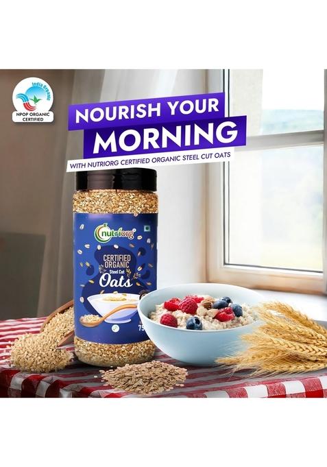 Nutriorg Organic Quinoa & Steel Cuts Oats (Combo Of 2) | Protein Rich Super Food | 100% Whole Grain | Weight Management