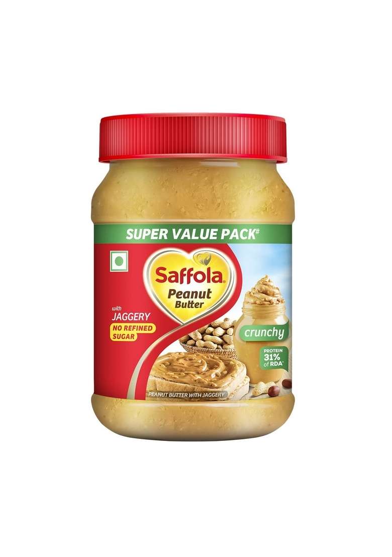 Saffola Peanut Butter Crunchy| High Protein | Only Jaggery No Refined Sugar 900G Masala Oats Tasty Evening Snack| Healthy Classic Masala| 500G - Indya