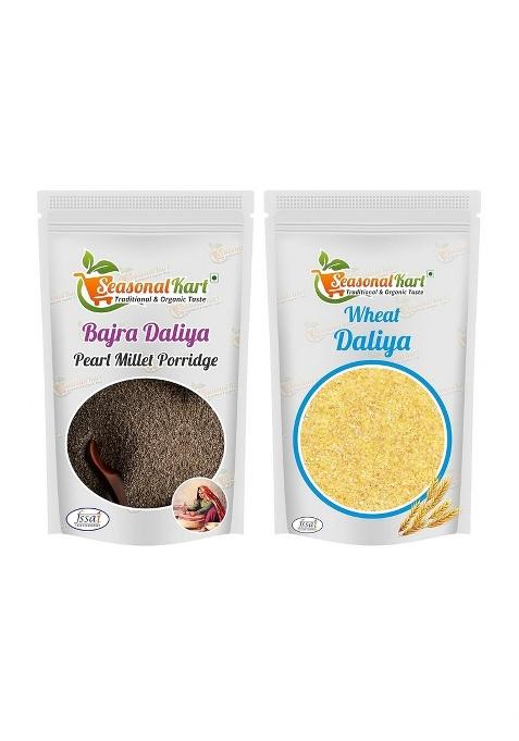 Seasonalkart Combo Pack Of Homemade Bajara Daliya 400 Gm And Wheat Dalia 400 Gm Total 800 Gm Daliya For Weight Loss & Digestive Health| Rich In Nutrients & Fibre