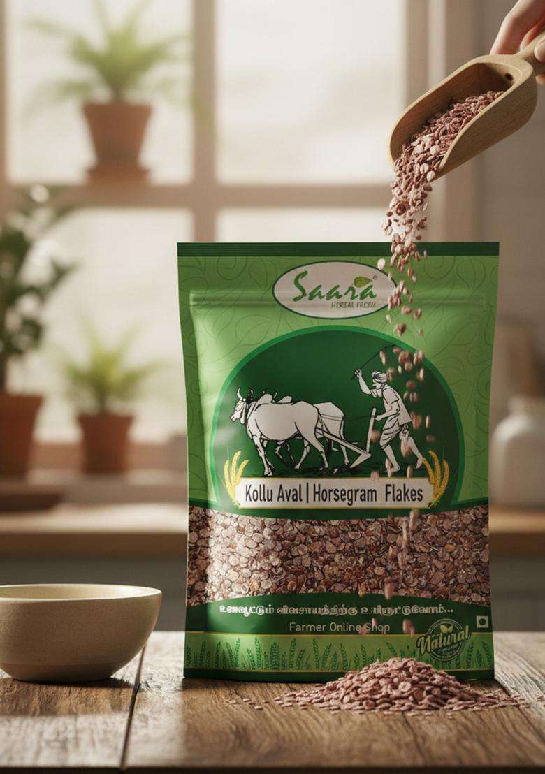 Vs Products Horsegram Millet Flakes, 250G, Kollu Aval, Kulthi Poha, Fiber And Protein Rich Breakfast Ceral, 250G - Indya