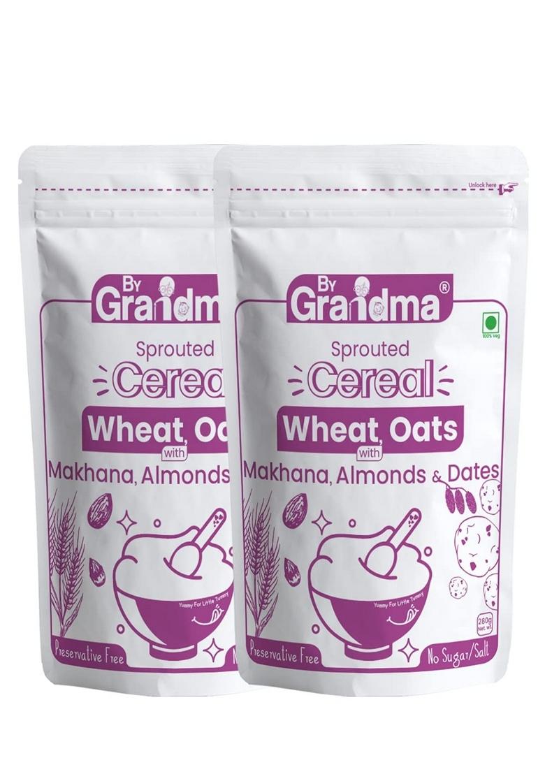 Bygrandma Sprouted Cereal Mix –Sprouted Wheat, Dates And Almond Wholesome Food For Kids | Preservative Free Instant Porridge Mix For Tiny Tots | 560G