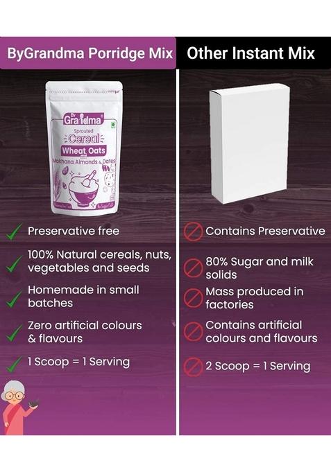 Bygrandma Sprouted Cereal Mix –Sprouted Wheat, Dates And Almond Wholesome Food For Kids | Preservative Free Instant Porridge Mix For Tiny Tots | 560G