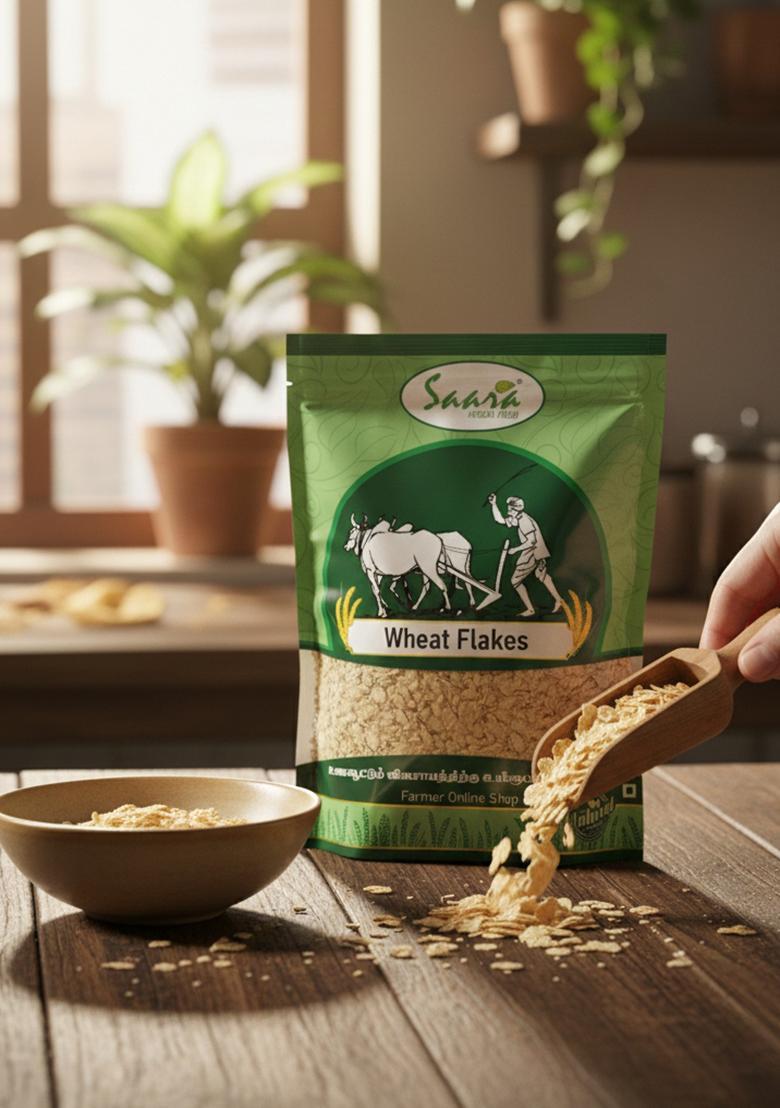 Vs Products Wheat Flakes, 250G, Fiber-Rich Triticum Poha, Millet Flakes For Breakfast, Premium & Organic Snacks For Good Health, Gluten Free Poha, 250G