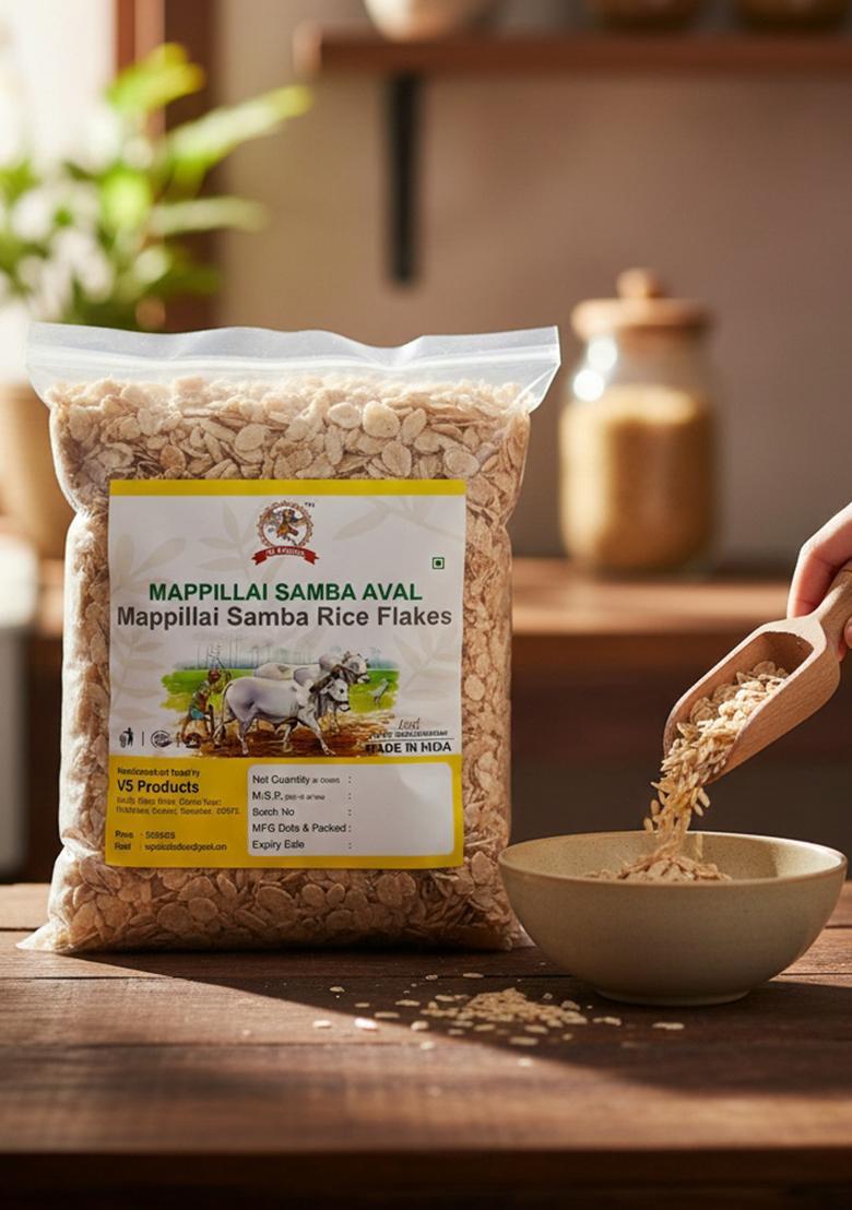 Vs Products Mappillai Samba Rice Flakes 850G, Mappillai Samba Aval (Poha) Rice Flakes For Breakfast | Cereal Flakes, 850G
