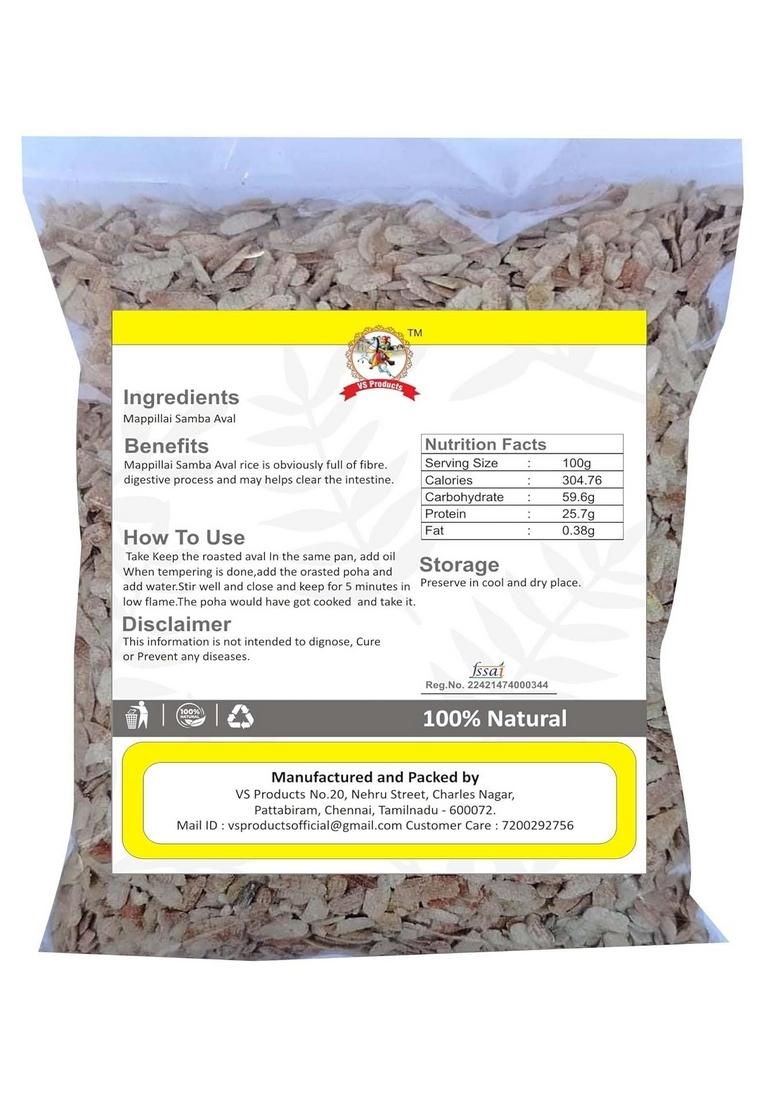 Vs Products Mappillai Samba Rice Flakes 850G, Mappillai Samba Aval (Poha) Rice Flakes For Breakfast | Cereal Flakes, 850G