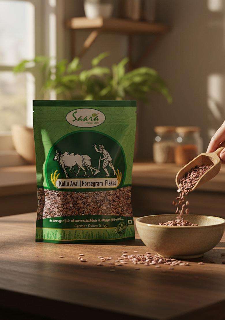 Vs Products Kollu Aval, 250G, Horse Gram Aval, Kulthi Flakes, Healthy Breakfast Cereal, High-Fibre Food, 250G - Indya