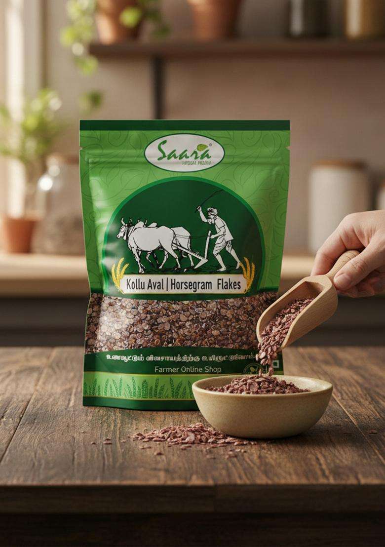 Vs Products Organic Horse Gram Flakes 250Gm | Kollu Aval | Traditional Poha - Indya