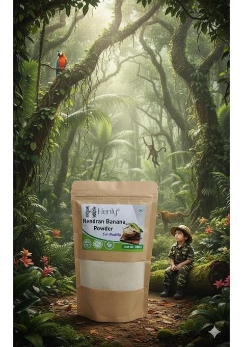 Henly Raw Banana Flour (Nendran Powder) | 100% Natural And Vegan| Kerala Green Nendran Banana | No Added Colors, Flavors And Preservatives, Natural Health Supplement, 200G.
