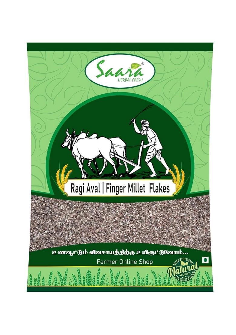 Saara Herbal Fresh Ragi Flakes Organic 250G | Kezhvaragu Aval | Finger Millet Flakes | Ragi Poha
