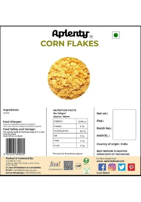 Aplenty Milk Corn Flakes | Breakfast Cereal | Crunchy & Yummy Cornflakes | Original & Healthy | Gluten Free | Whole Grains And The Goodness Of B Vitamins, Calcium & Vitamin D 400G