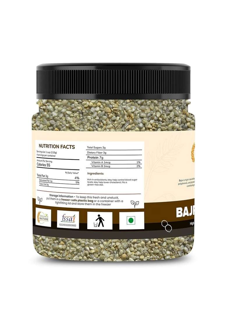 Organic Nature Combo Of Bajra Daliya (Pearl Millet Porridge)| 250 Gms Each| Total Weight 500 Gms| Packing| With Omega-3 Fats| Whole Grain Bajra Daliya | Weight Loss & Digestive Health|Jar Pack - Indya