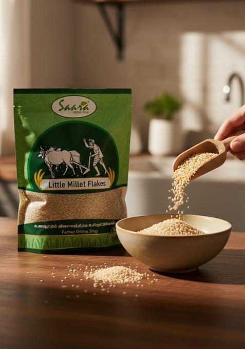 Vs Products Little Millet Flakes, 450G, Samai Aval, Nutritious And Gluten-Free Millets Cereals, Samai Poha, High Fiber Breakfast, 450G