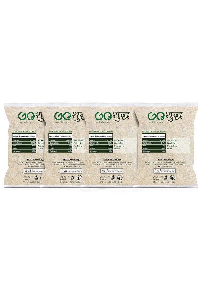 Goshudh Gehun Daliya (Wheat Porridge)| 1Kg Each (Pack Of 4)| Combo Offer|Cold Grinded With All Essential Nutrients| Artificial Flavors Or Colours | Immunity Booster|Improves Metabolism| Healthy & Fibre Rich