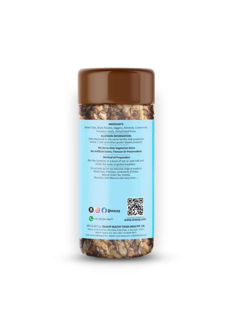 Snaxup Crunchy Granola Mix With Rolled Oats - Granola For Breakfast | Black Raisins, Seeds & Almonds | 100% Wholegrain Cereal | Healthy And Tasty Breakfast (350G) - Indya