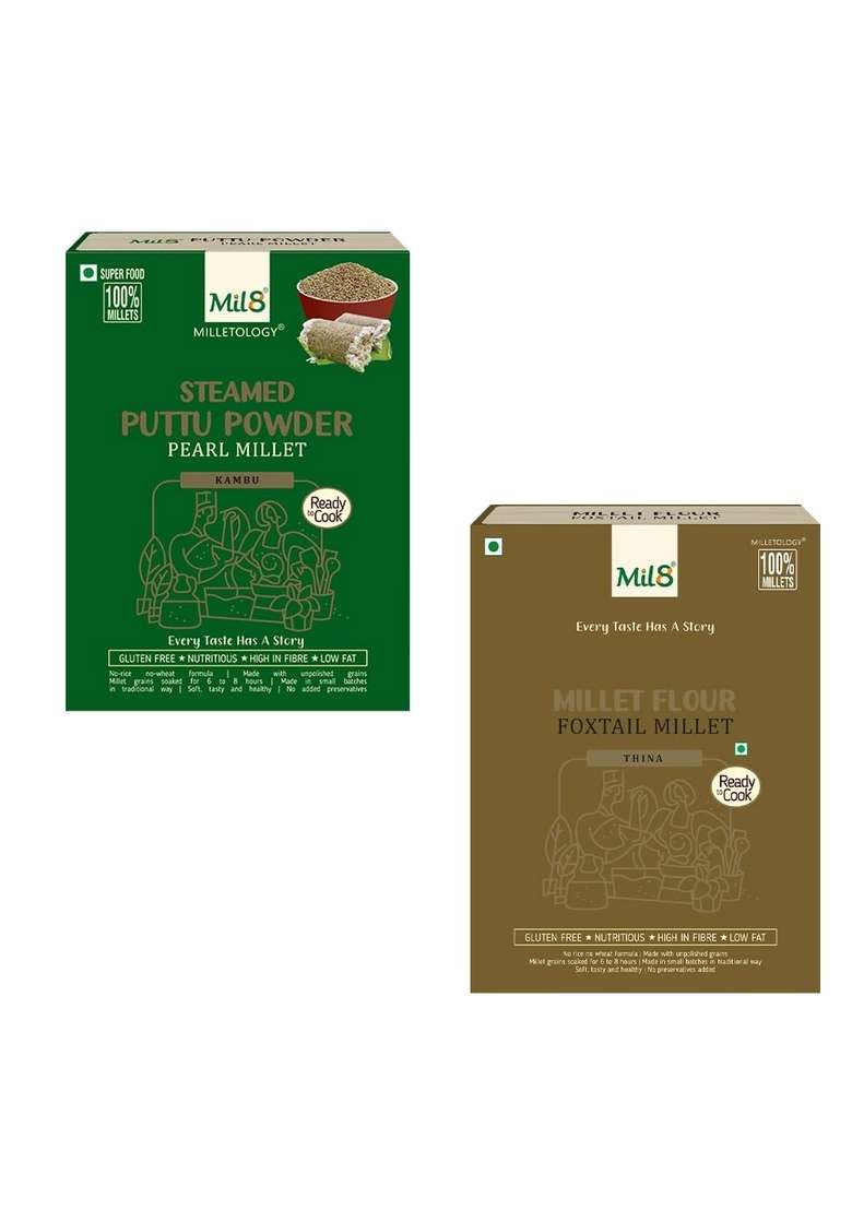 Mil8 Puttu Powder Pearl & Flour Foxtail Millet Combo (300Gram-300Gram) Nutritious, Delicious And Healthy Breakfast Solution - Indya