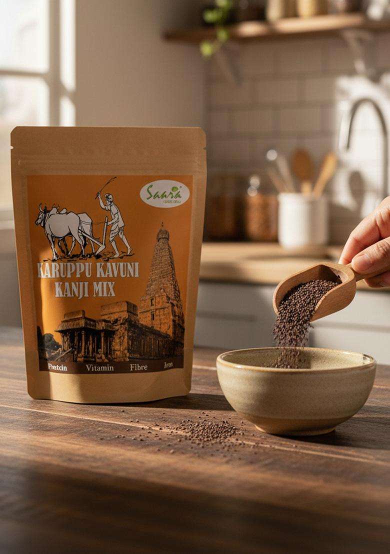 Vs Products Black Kavuni Porridge Mix, 350G, Karuppu Kavuni Kanji Mix, Fibre And Protein Rich, For Diabetes Care, 350G - Indya