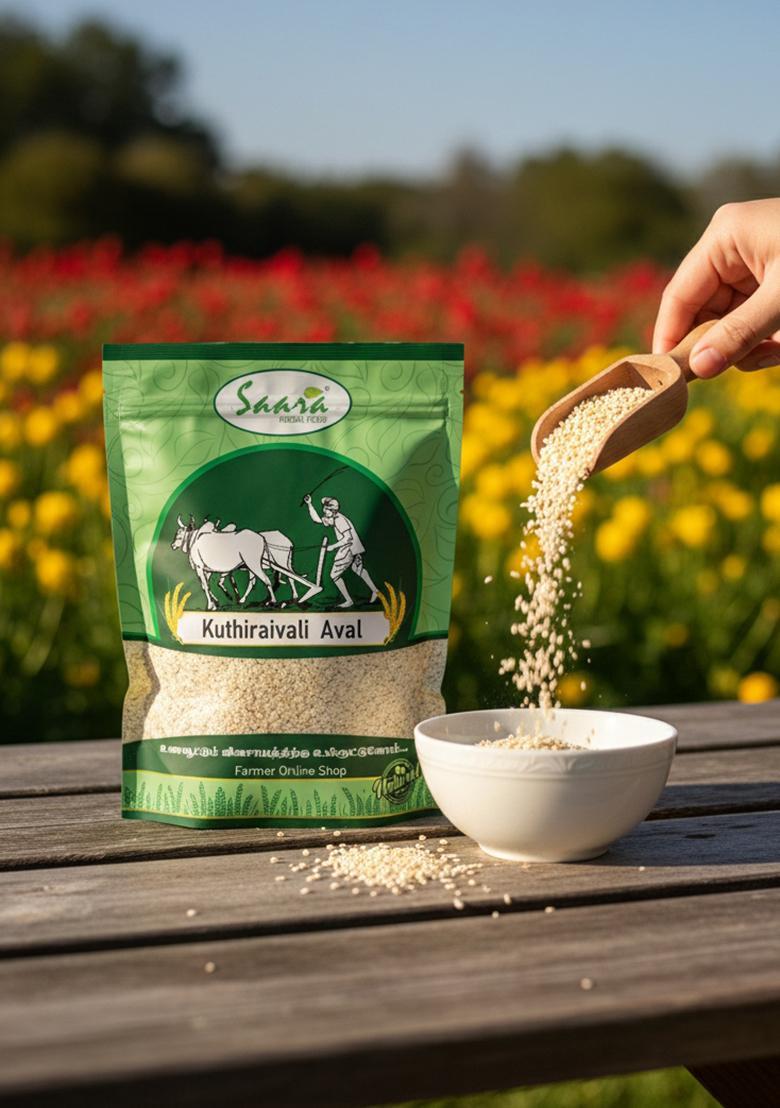 Vs Products Organic Barnyard Millet Flakes | Kuthiraivali Poha | Natural Millet Flakes For Breakfast | Unpolished & Preservative Free | 500G